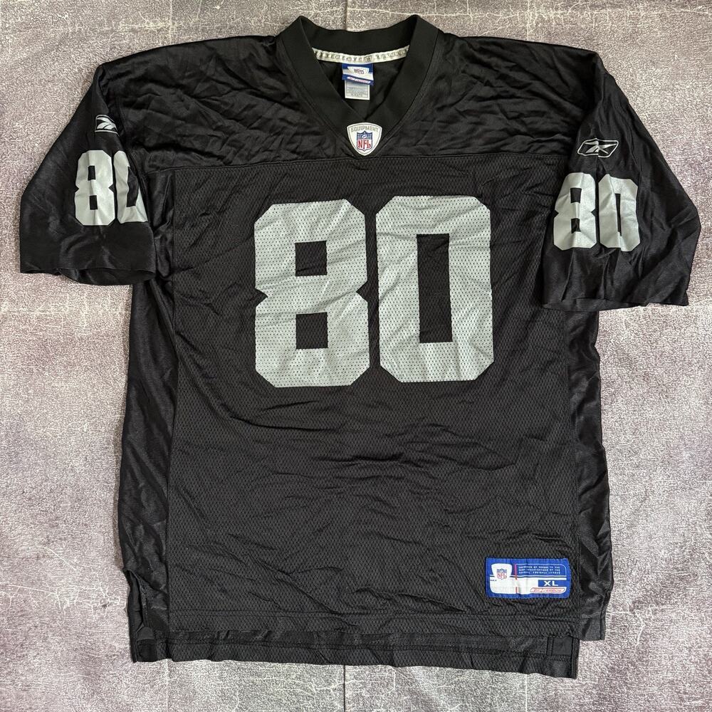 Men's Vintage Y2K Reebok Oakland Raiders Jerry Rice Black Silver Jersey Sz XL
